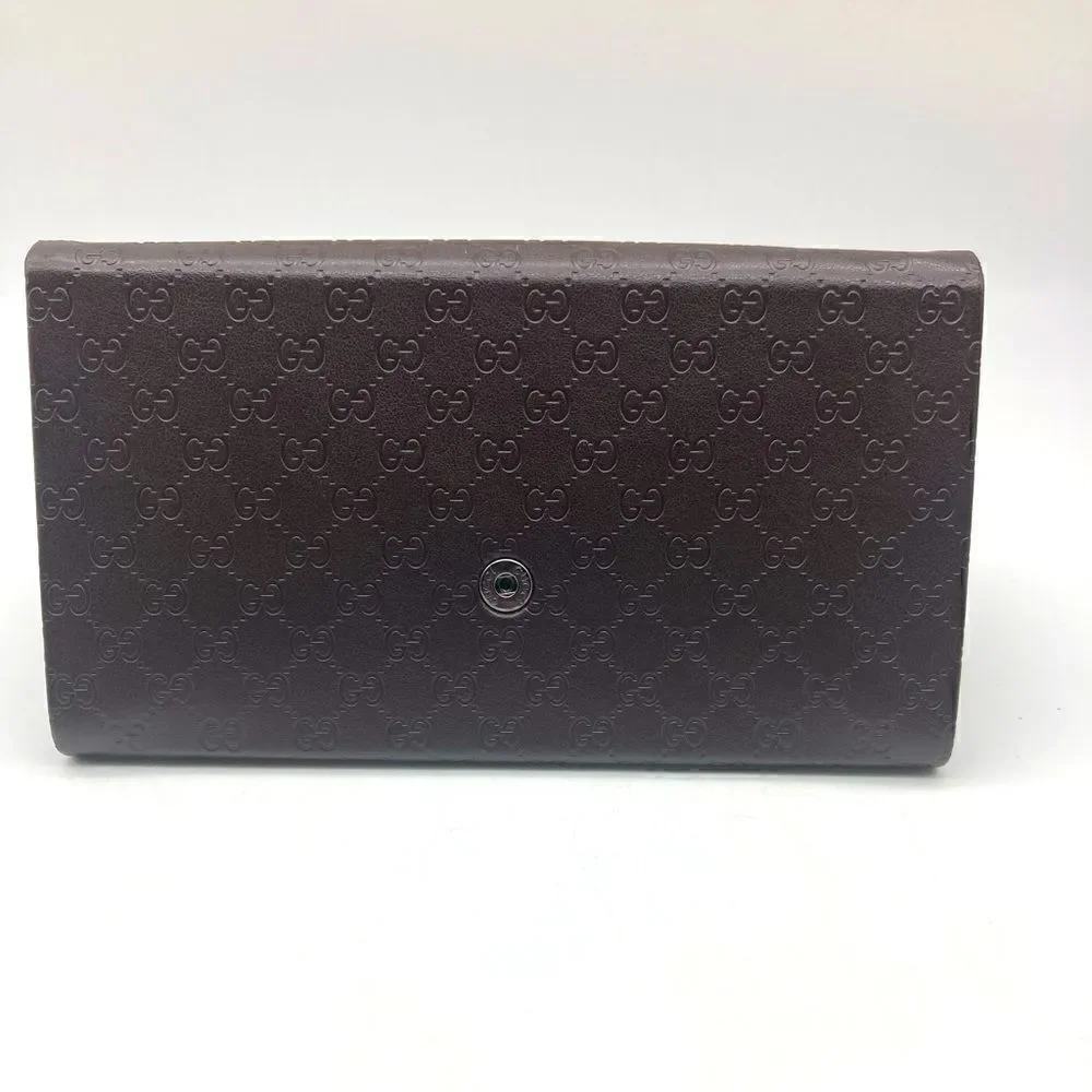 Gucci Monogram Brown Leather Sunglasses Case